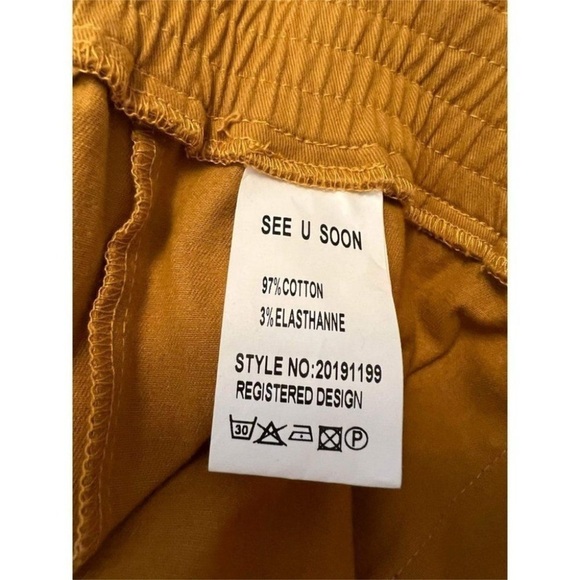 Anthro See U Soon Womens Yellow Long Sleeve Shirt Romper sz Small Button - Picture 7 of 11